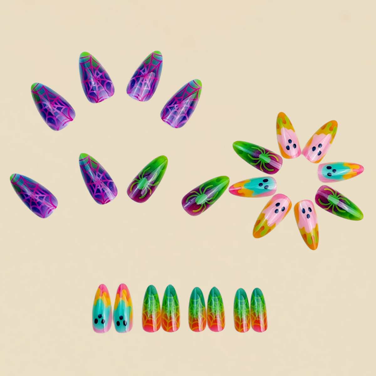 Neon Gradient Color Halloween  - đánh giá và giá Nail Art Full Color