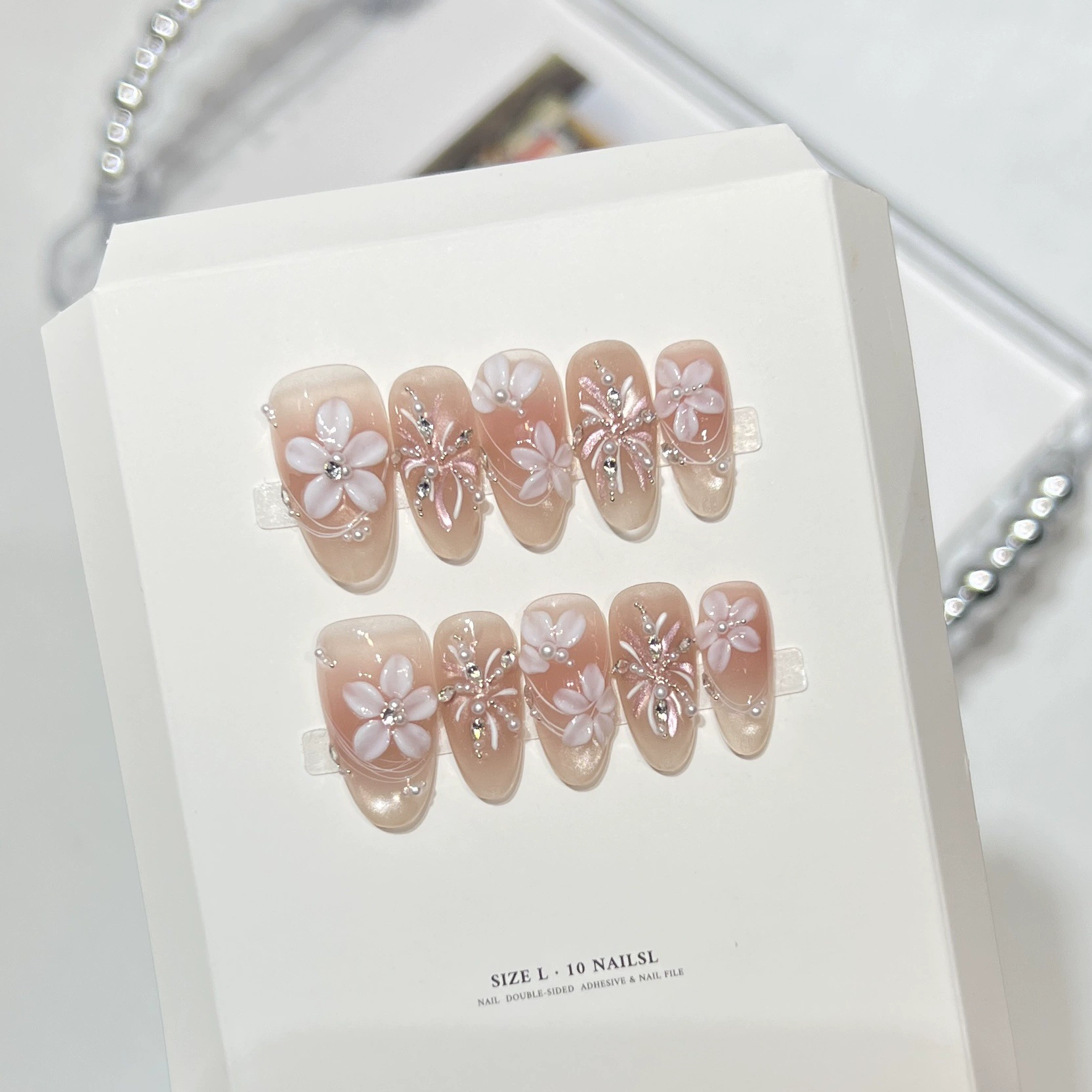 10Pcs Milky Nude Gentle Handma - đánh giá và giá Nail Art Flower