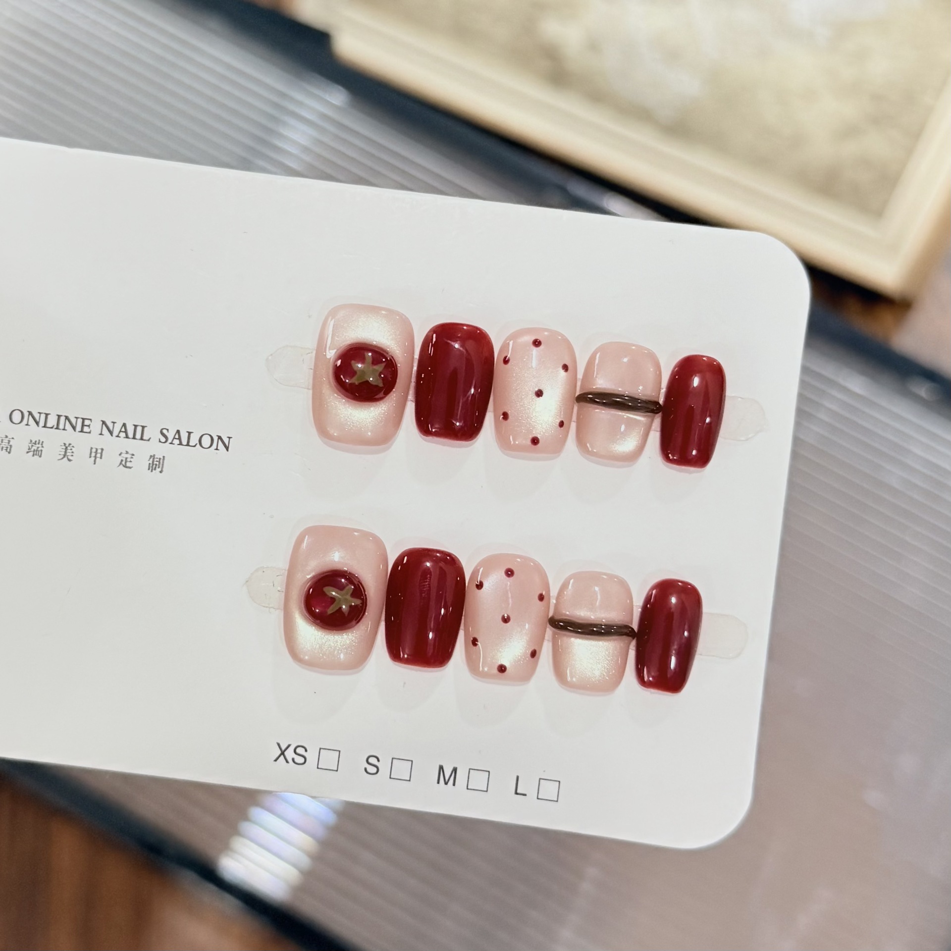 10pcs Nude Pearl Cat Eye Wine  - đánh giá và giá Nail Art Red Wine Cat Eye